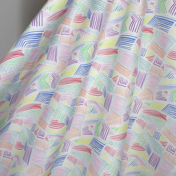 Artlux ~ 'Scribble ~ White' Luxury Cotton Lawn ~ Made in Italy